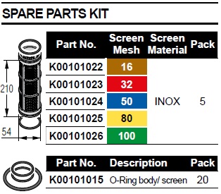 Фильтрующий элемент 210х54/80 меш. (жёлт.), с кольцами