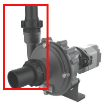 Патрубок угловой насоса C610; вх.2"-вых. ёлочка d50 с гайкой и упл.кольцами 