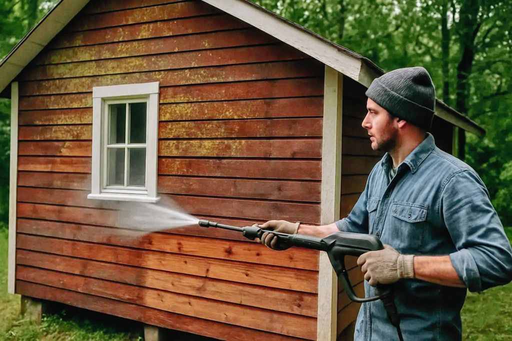 использование мойки высокого давления на придомовом участке для чистки фасада здания