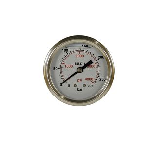 Манометр вход сзади 1/4"ш; Д 63мм; 0-250 бар (нерж) 