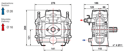 Насос мембранный Comet® серия BP40 (43,3 л/мин; 15 бар); гладкий/шпонка d 30
