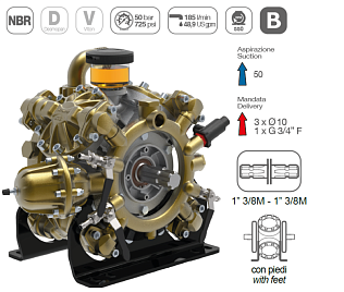 Насос мембранный Comet серия IDS 1701 (161 л/мин; 50 бар)