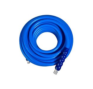 Шланг синий пищевой UNIONFLEX, 25 м. DN12, 80 бар, 90 °C, с фитингами из нерж. (Ш-Ш) + защита