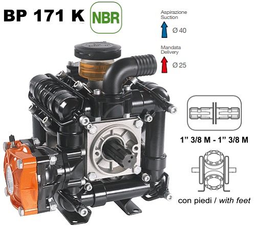 Насос мембранный Comet® серия BP171 (162 л/мин; 20 бар); вал ВОМ 1"3/8