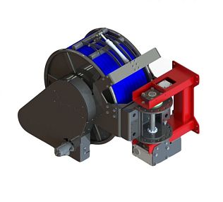 Барабан для рукава 110 метров 1" углеродистая сталь, гидр.привод, открытие вправо