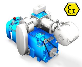 Насос вакуумный лопастной  JUROP PR 330 HDR ATEX, левое вращение, ручной клапан