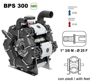 Насос мембранный Comet серия BPS300 (295 л/мин; 20 бар); ВОМ 1"3/8 - вал d25 внутрен./шпонка