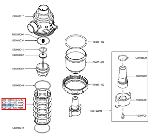 Фильтрующий элемент 50 меш, син. (замена K00100030)