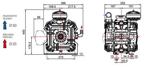 Насос мембранный Comet серия BPS 200 (199 л/мин; 20 бар); вал ВОМ 1"3/8