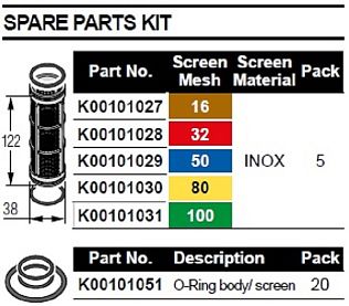 Фильтрующий элемент 122х38/50 меш. (син.), с кольцами