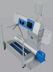Санпропускник SANICARE-1000-B-R с опциональным диспенсером бумаги и корзиной для бумаги (прав.)