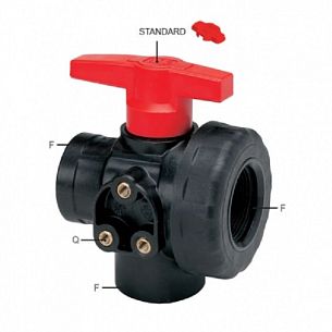 Кран 3х ходовой; тип ручки LL; крепление TYPE 1; вх.-вых.1"1/4"