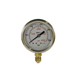 Манометр вход снизу 1/4"ш; Д 50мм; 0-250 бар (нерж) 