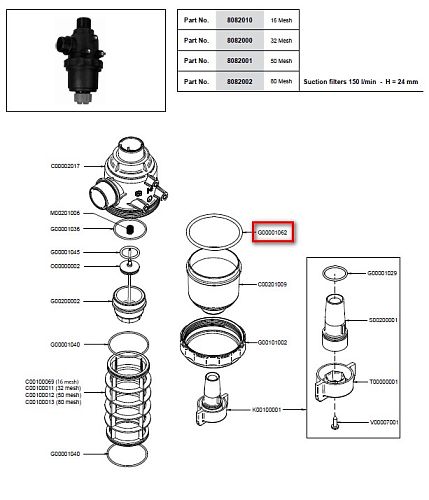 Уплотнительное кольцо всасывающего фильтра