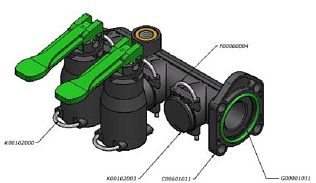 Блок распределитель с модульными кранами: 2 крана