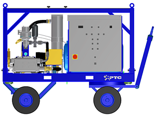 Гидродинамическая установка PTC 4E 75 л/мин 750 бар 110к Вт на тележке 