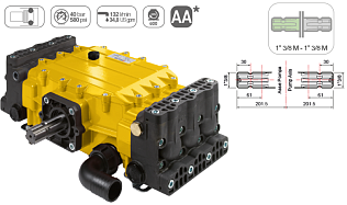 Насос трехплунжерный Comet серия YB 150 (132 л/мин; 40 бар)
