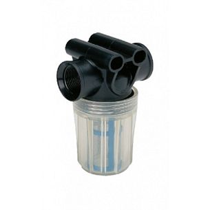 Фильтр напорный с прозрачной колбой, 10 бар, вход Г 1/2" выход Г 1/2"; 55 л/мин, 32меш