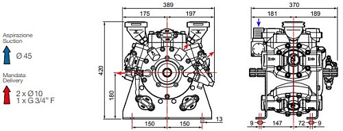 Насос мембранный Comet серия APS 166 (163 л/мин; 50 бар); вал ВОМ 1"3/8