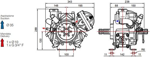 Насос мембранный Comet серия APS 51 (50,7 л/мин; 40 бар); вал ВОМ 1"3/8                            