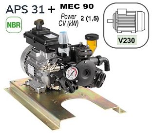 Насос мембранный Comet серия APS 31 (26 л/мин; 30 бар) с эл. двигателем MEC90 (220В)