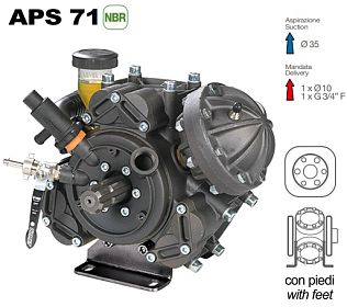 Насос мембранный Comet серия APS 71 (67,2 л/мин; 50 бар); элемент соединительный под 6 болтов