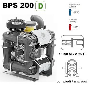 Насос мембранный Comet серия BPS200 D (199 л/мин; 20 бар); ВОМ 1"3/8 - вал d25 внутрен./шпонка