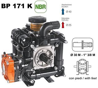 Насос мембранный Comet серия BP171 (162 л/мин; 20 бар); вал d30 гладкий/шпонка - ВОМ 1"3/8