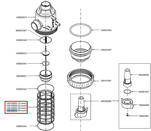 Фильтрующий элемент 80 меш, желт. (замена K00100027)