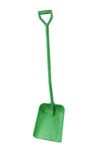 Лопата литая с длинной ручкой, эргономичная, полипропилен - 330х380х1330 мм., зеленый 