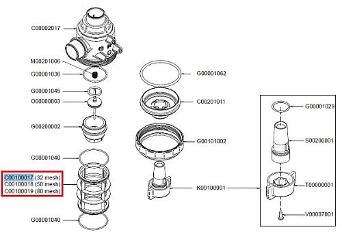 Фильтрующий элемент 32 меш, красн.