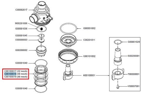 Фильтрующий элемент 50 меш, син.