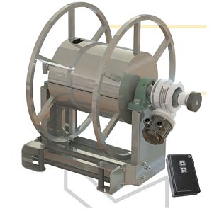 Барабан с электроприводом для рук. дл.120м. 1/2"  (кр.) 1/2"ш.1/2"ш.. 24В, 300бар (пульт упр.)