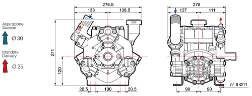 Насос мембранный Comet® серия BP75 1" (67 л/мин; 20 бар); вал ВОМ 1"3/8