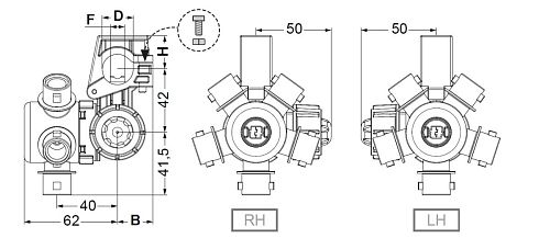 Корпус 3-х позиционный D20 mm. F10 (правый,RH)