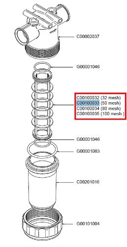 Фильтрующий элемент 50 меш, син. (замена K00101024)