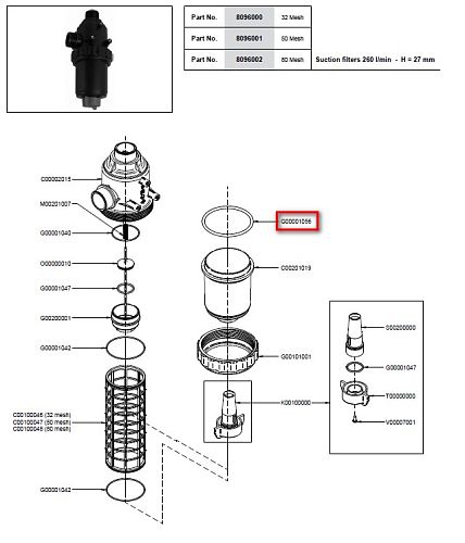Уплотнительное кольцо всасывающего фильтра