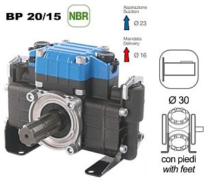 Насос мембранный Comet серия BP20/15 (18,7 л/мин; 15 бар); вал d30 гладкий/шпонка