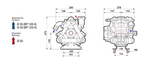 Насос мембранный Comet® серия BP125 D 1" (117 л/мин; 20 бар); вал ВОМ 1"3/8