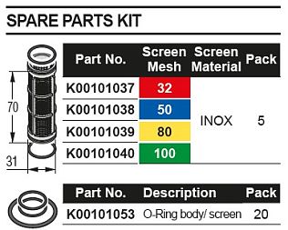 Фильтрующий элемент 70х31/32 меш. (красн.), с кольцами