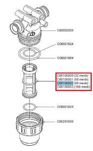 Фильтрующий элемент 80 меш, желт. (замена K00101035)