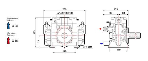 Насос мембранный Comet® серия BP20/15 (18,7 л/мин; 15 бар); вал d30 гладкий/шпонка