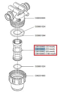 Фильтрующий элемент 50 меш, син. (замена K00101034)