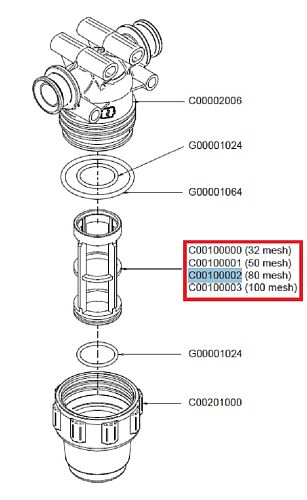Фильтрующий элемент 80 меш, желт. (замена K00101035)