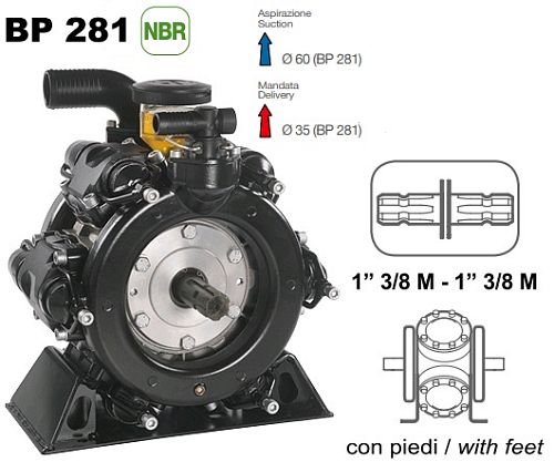 Насос мембранный Comet серия BP281 (248л/мин; 20 бар); вал ВОМ 1"3/8