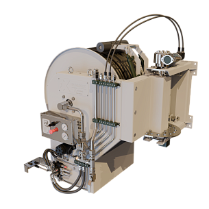 Барабан для рукава 120 метров 1" углеродистая сталь, гидр.привод, открытие вправо