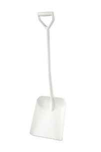 Лопата литая с короткой ручкой, эргономичная, полипропилен - 330х380х1120 мм., белый