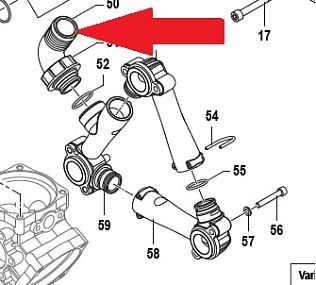 Фитинг 1"1/2 угловой 90°; выход ёлочка 40 мм. насоса BP