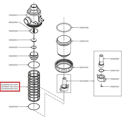 Фильтрующий элемент 32 меш, красн. (замена K00100021)