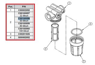 Фильтрующий элемент 50 меш, син.